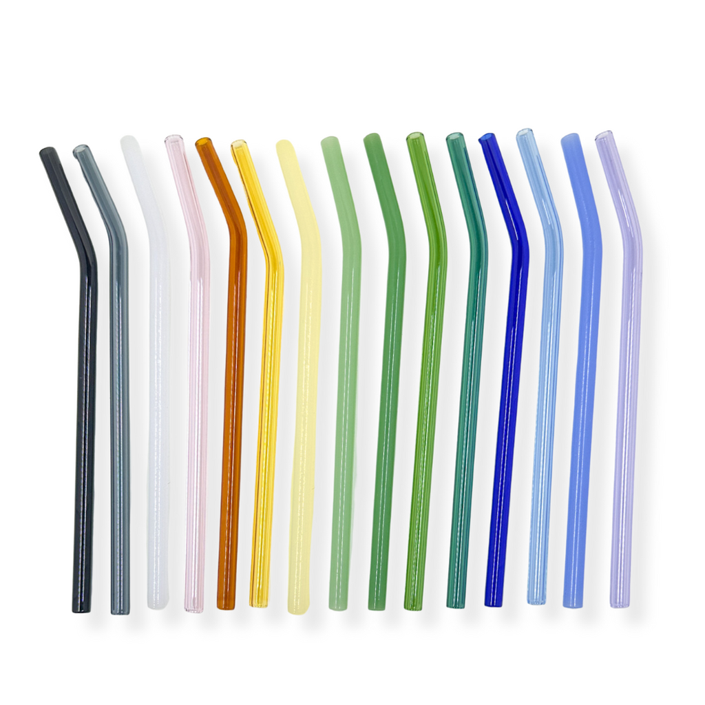 8" Tinted Bent Glass Straw