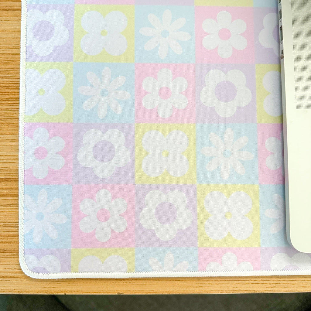Checkered Floral Desk Mat