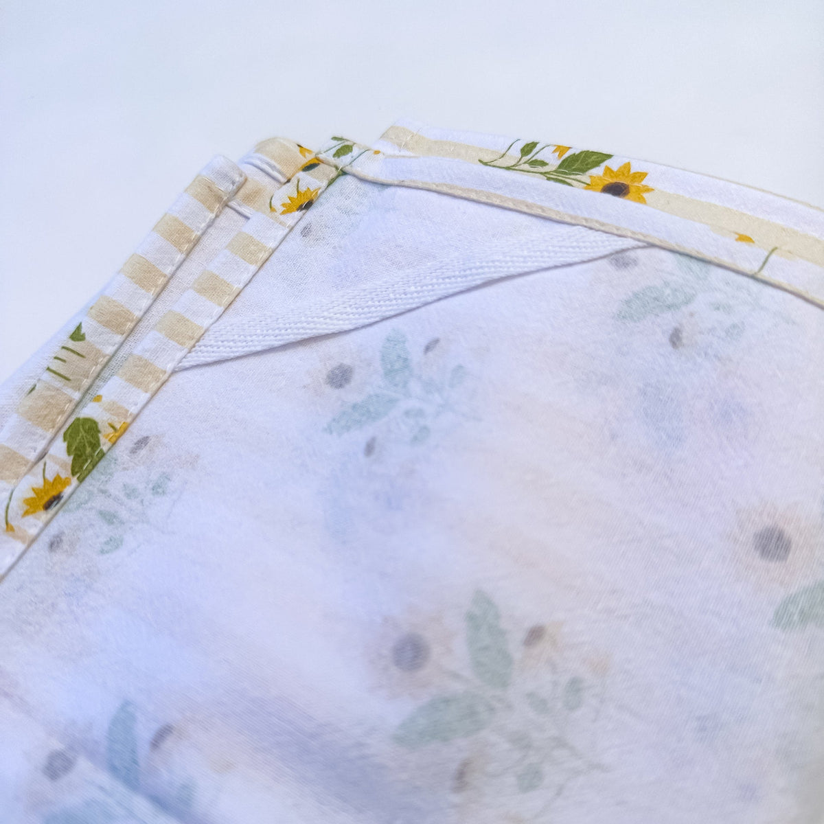 Sun Flowers and Butter Yellow Stripes | Tea Towel