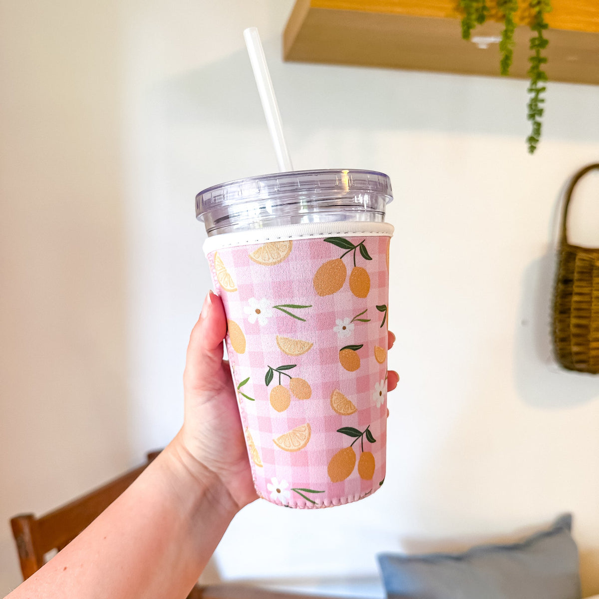 Lemon Gingham | Reusable Coffee Sleeve